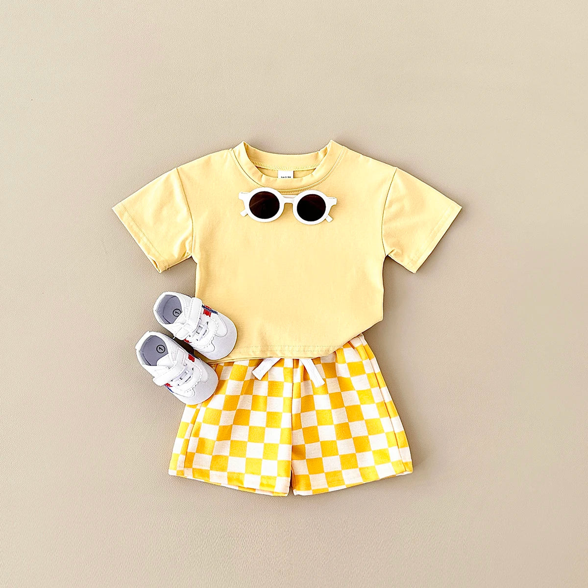 0-3Y Toddler Infant Kid Baby Boy Clothes Sets Solid Color Short Sleeve T-shirt Tops Plaid Shorts Newborn Summer Outifts Clothing