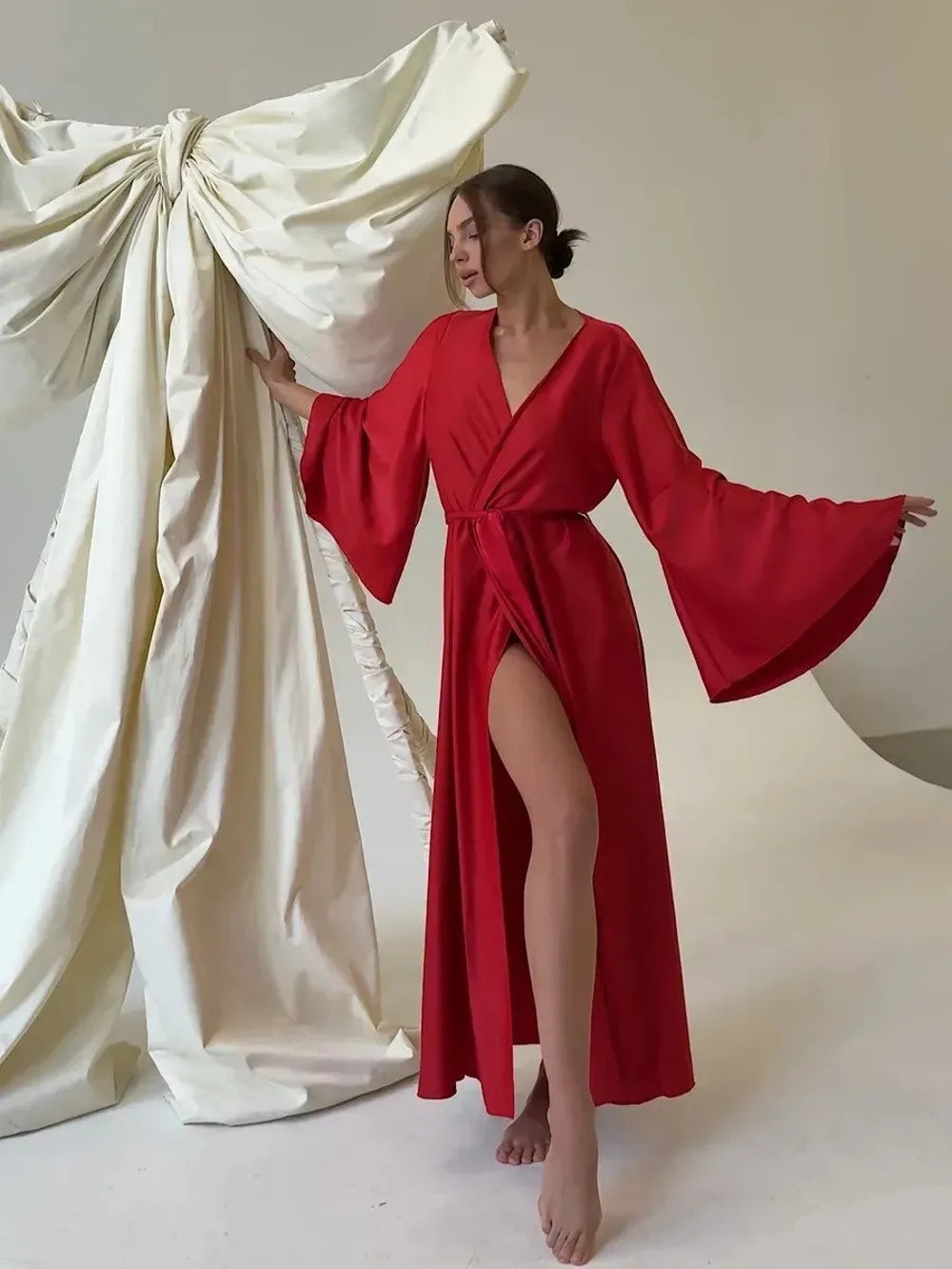 Robe longue femme d’hiver – Ceinture et manches longues