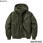 New 2026 Men's Thicken Warm Cotton Jackets Autumn Winter Fleece-lining Loose Casual Hooded Cargo Coats Men Parkas Jackets M-6XL