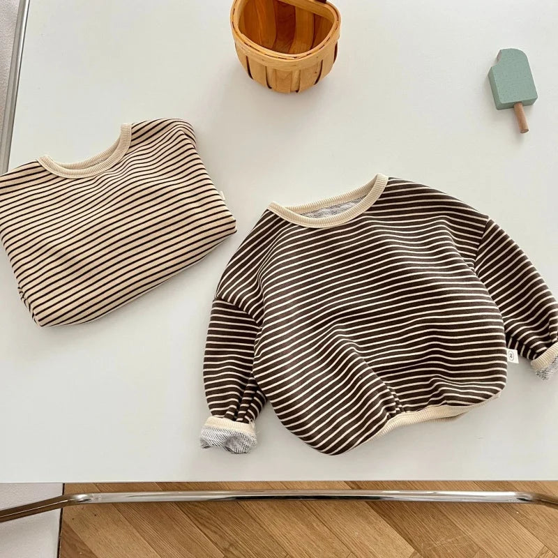 T-shirt enfant unisexe rayé – Col rond et manches longues