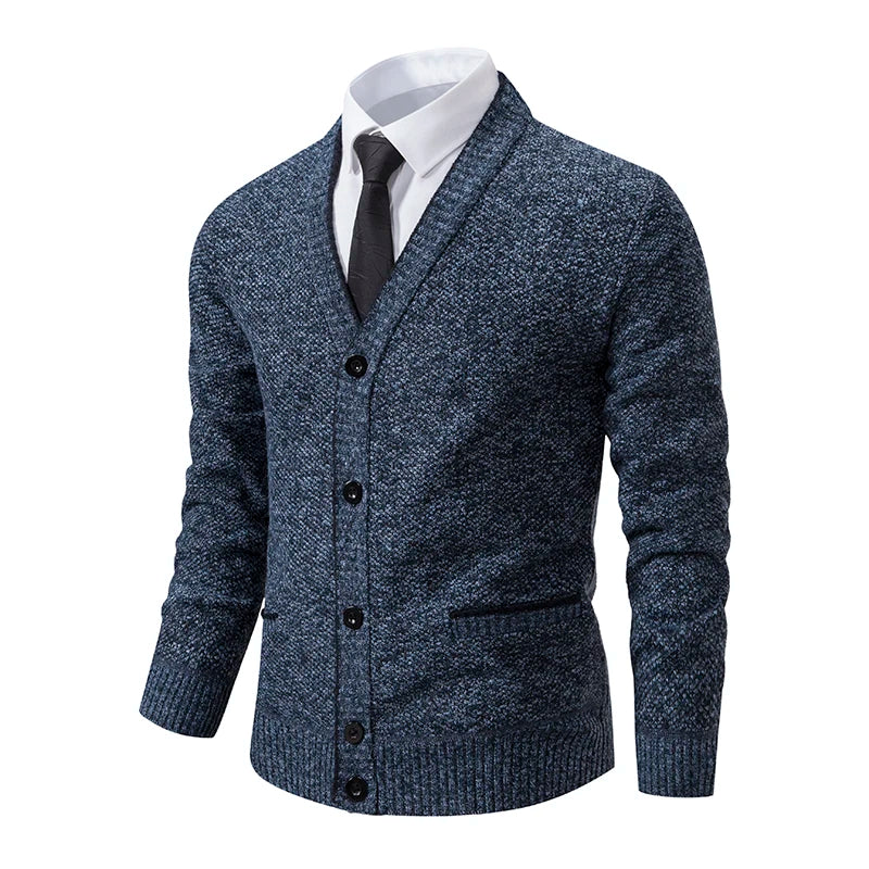 Cardigan Tricot Homme Col V – Pull Casual Chaud Automne Hiver M-4XL