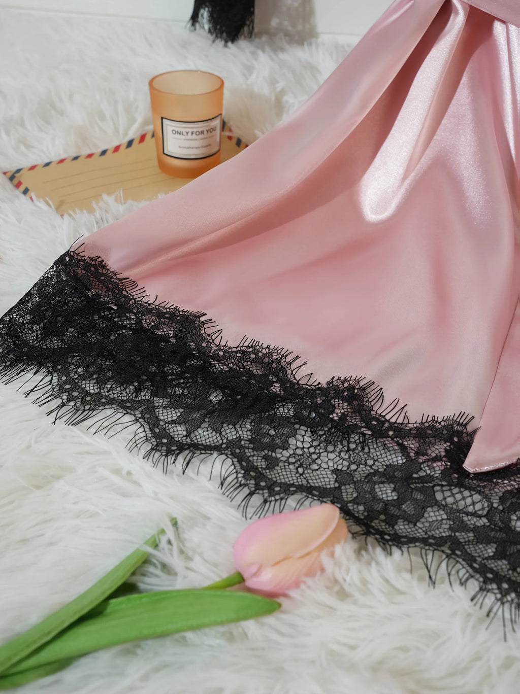Ensemble Pyjama Satin 4 Pièces avec Robe