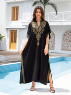 Boho Dress Women's Fashion Cotton Embroidered Beach Sun Protection