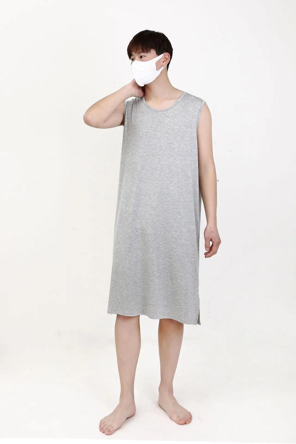 Men's Sleepwear Vest Long Dress Comfortable Home Clothes Bathrobe Sexy Nightwear Spring Summer Autumn Winter Youth Pajamas ﻿
