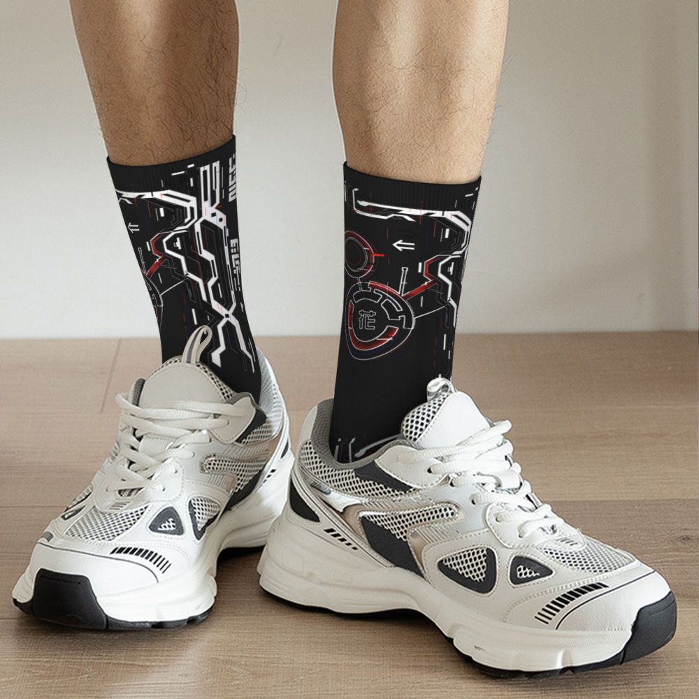 Techwear Men's Crew Socks Unisex Fun Japanese Future Tech Street Wear Style Spring Summer Autumn Winter Dress Socks
