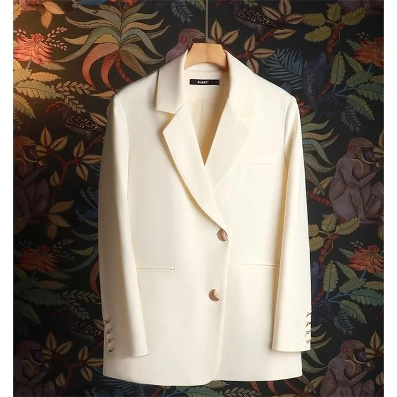Blazer Femme Style Coréen – Veste Tailleur Élégante Col V Printemps Automne