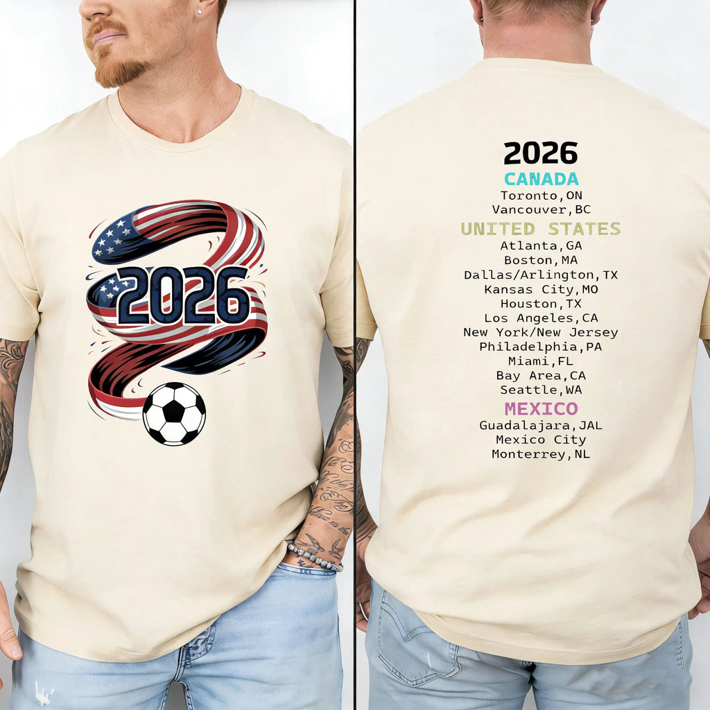 2026 Soccer Part Supplies T-shirts North America Soccer T-Shirt Host Cities List Soccer Fan Gift Shirt Apparel Graphic T Shirts