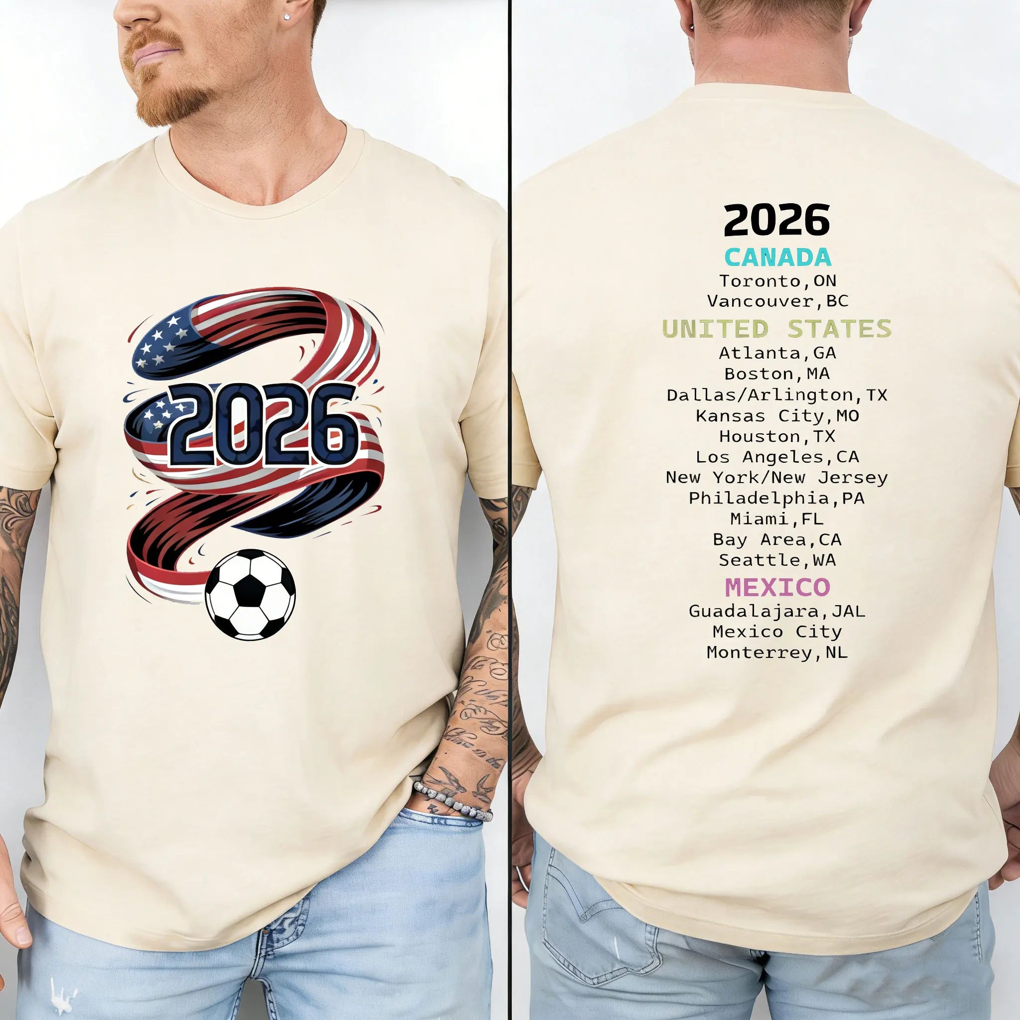2026 Soccer Part Supplies T-shirts North America Soccer T-Shirt Host Cities List Soccer Fan Gift Shirt Apparel Graphic T Shirts