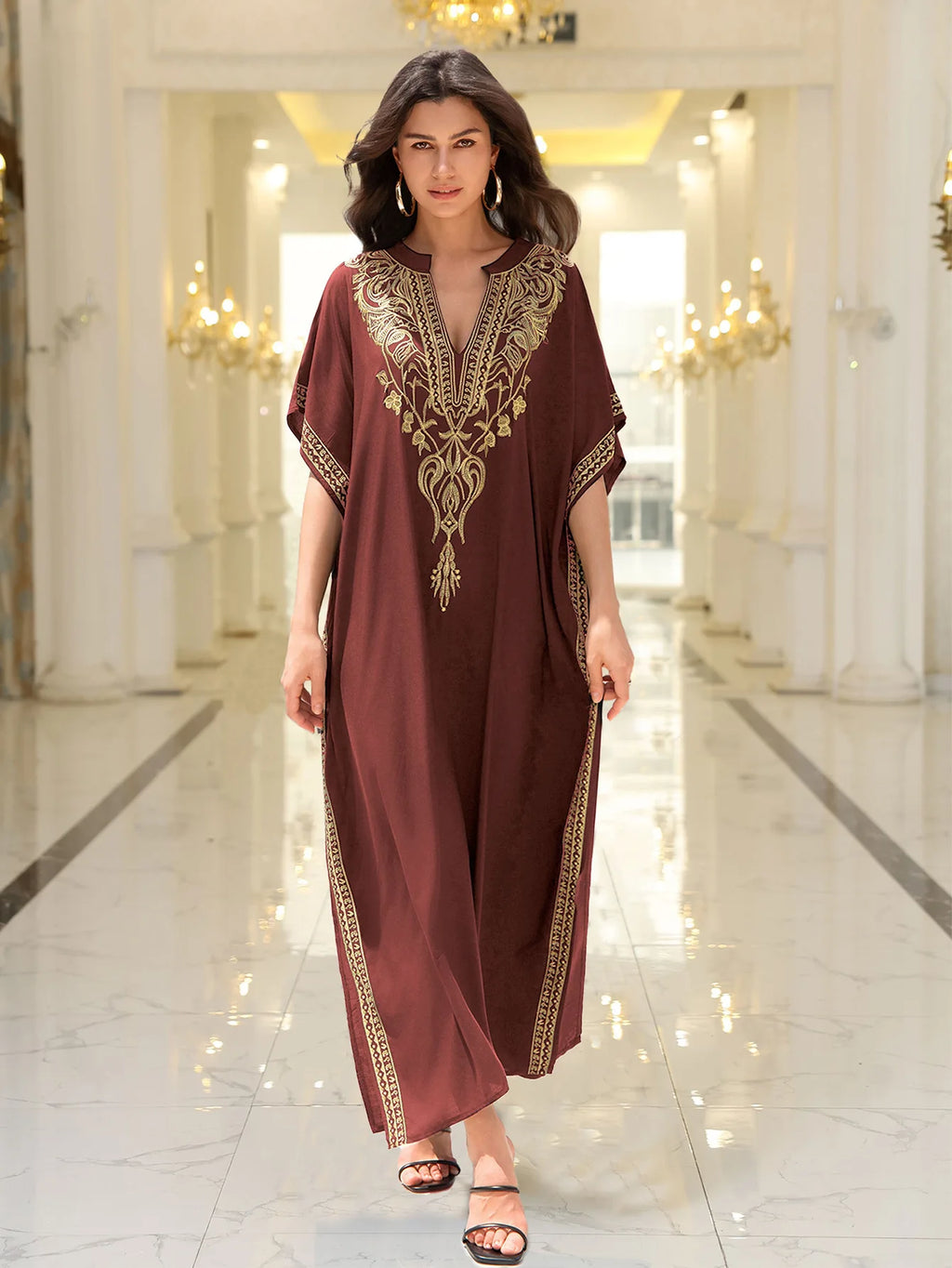 Boho Dress Women's Fashion Cotton Embroidered Beach Sun Protection Dresses For Women Loose Robe Bikini Swimsuit Outer Blouse