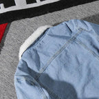 Men's Denim Jacket Autumn Winter Thickened Fleece Collar Cotton Jacket Loose Fit Warm Korean Style Lamb Velvet Lined Coat