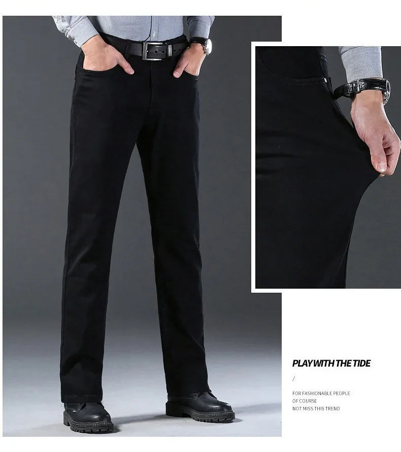 Men Classic Advanced Fashion Brand Jeans Jean Homme Man Soft Stretch Black Biker Masculino Denim Trousers Mens Pants Overalls