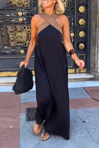 Summer Fashion Dresses For Women Sleeveless Solid Color Square-neck