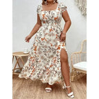 Plus Size Women 1XL-5XL  Suitable for Outdoor Flower Casual Long