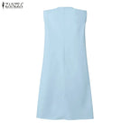 Women Bohemian Dresses Short Robe Solid Color Casual Loose Mini