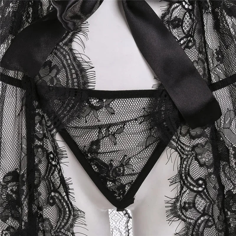 Kimono Dentelle Transparent Femme