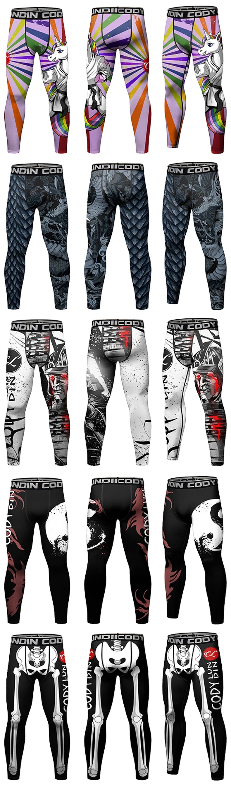 Legging Compression MMA Homme – BJJ Kickboxing Fitness Impression 3D