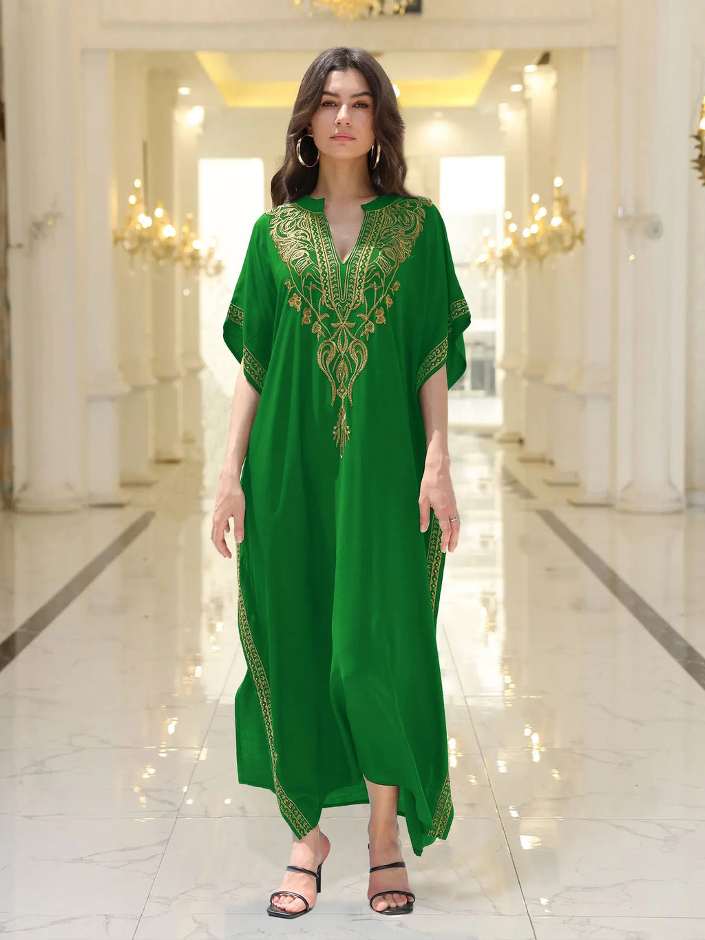 Boho Dress Women's Fashion Cotton Embroidered Beach Sun Protection Dresses For Women Loose Robe Bikini Swimsuit Outer Blouse