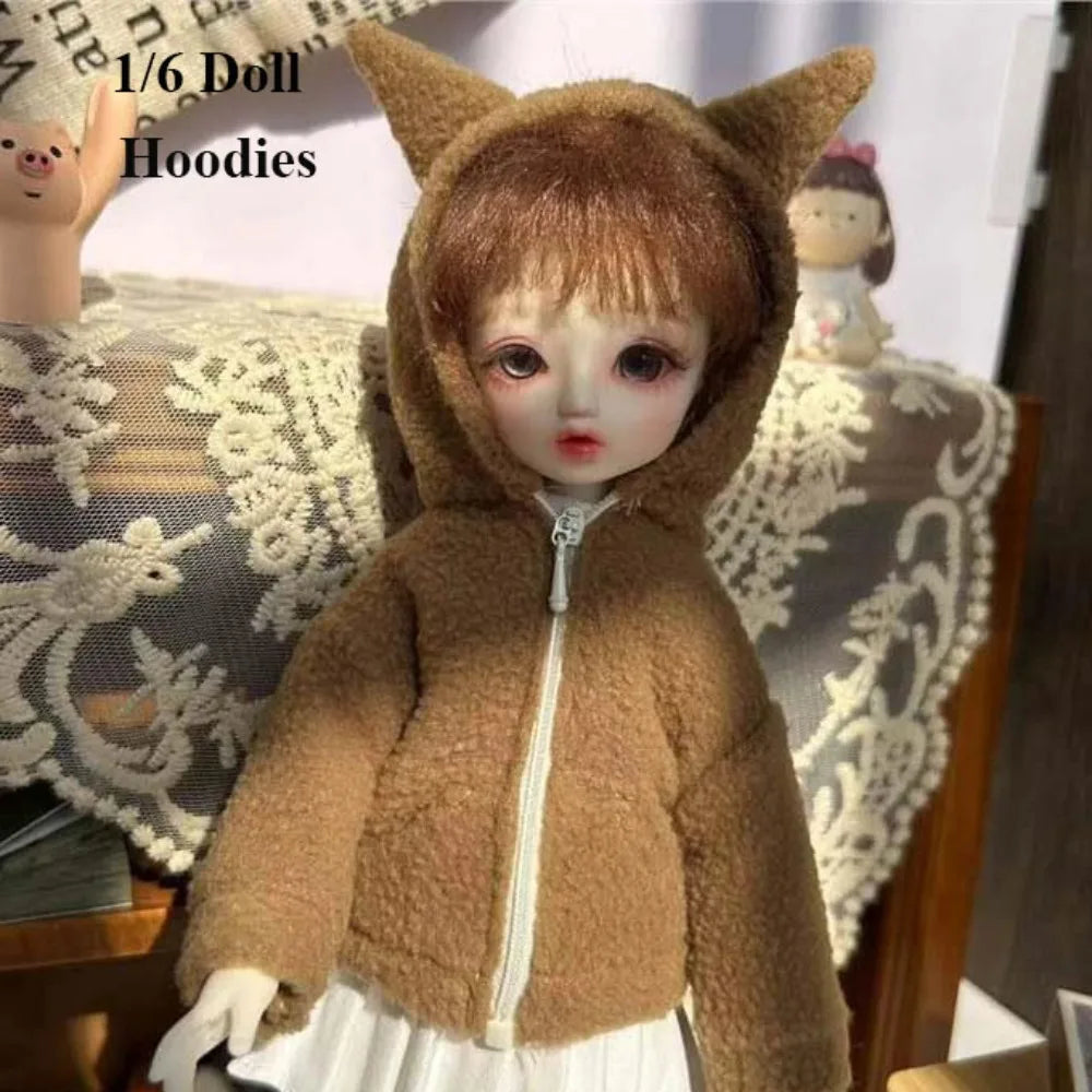 Fashion Doll Plush Hoodies Casual Wears DIY Accessories Cartoon Tops Handmake for 1/3 1/4 1/6 BJD Doll For 30/45/60cm Doll