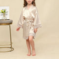 Children's Ice Silk Pajama Robe Solid Color Matte Lace Morning Robe Pajama Smooth Soft Comfortable Casual Child Sleeping Robe