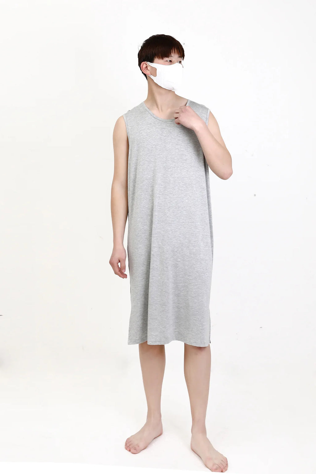 Men's Sleepwear Vest Long Dress Comfortable Home Clothes Bathrobe Sexy Nightwear Spring Summer Autumn Winter Youth Pajamas ﻿