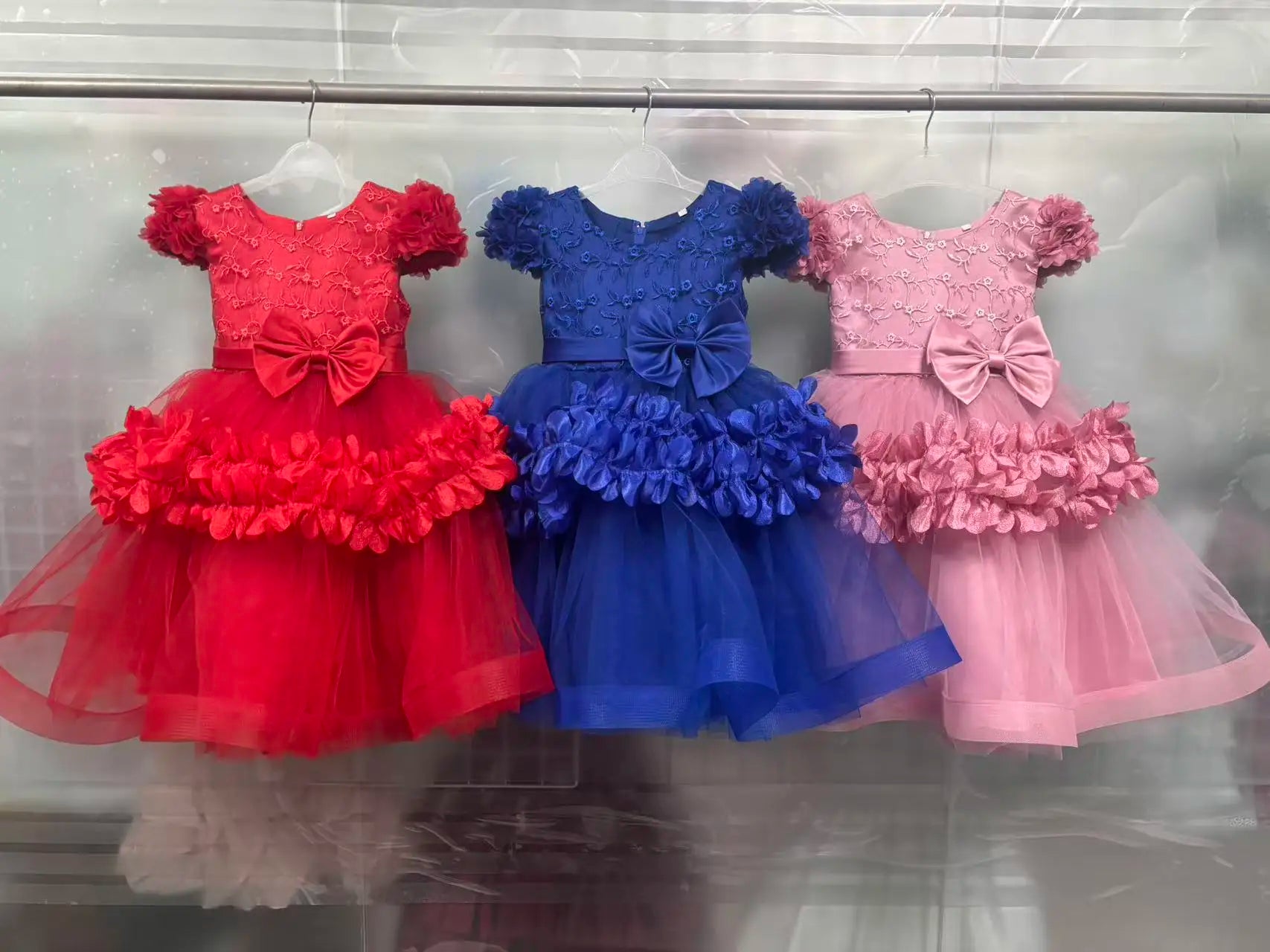 European and American children's lace princess dresses, festive puffy skirts, gauze dresses, floral dresses for baby girls