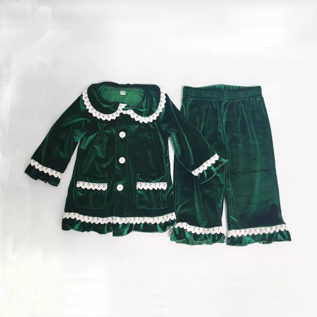 Ruffkids Velvet Baby Clothes Kids Pajamas Family Matching Pjs Loungewear Red Green Boys Girls Christmas Pyjamas Sets
