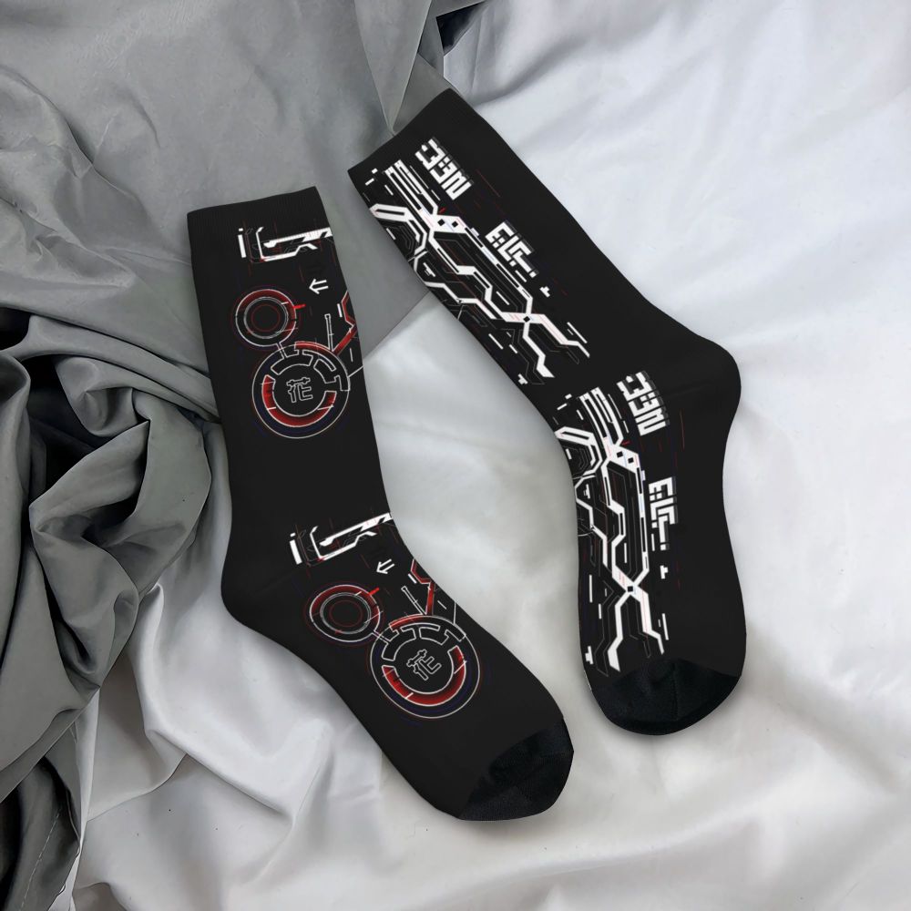 Techwear Men's Crew Socks Unisex Fun Japanese Future Tech Street Wear Style Spring Summer Autumn Winter Dress Socks
