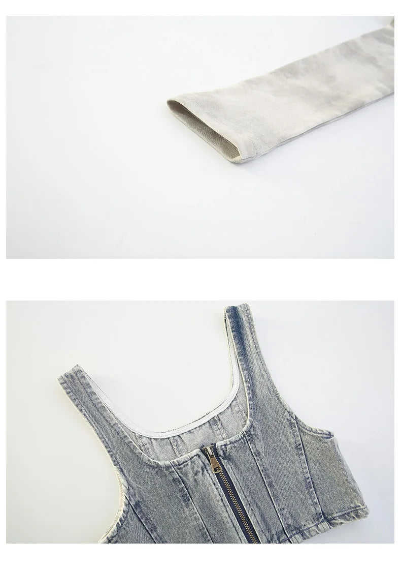 vetement enfant fille denim vest+top t shirt+cargo pants jeans three pcs kids girls clothes sets childer outfits clothing suit