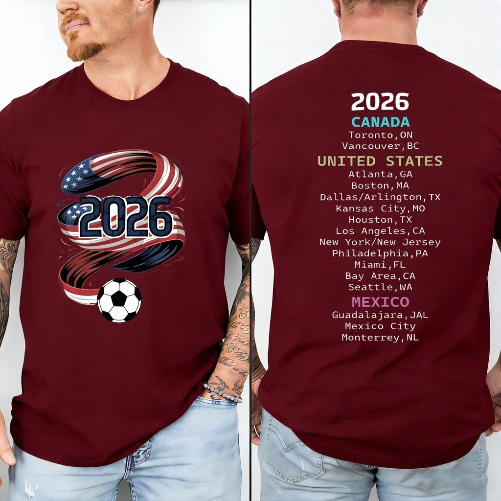 2026 Soccer Part Supplies T-shirts North America Soccer T-Shirt Host Cities List Soccer Fan Gift Shirt Apparel Graphic T Shirts