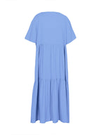 plus Size Women's Casual Loose V-Neck Solid Long Dress Spring Summer Pleated Big Size Women's Dress