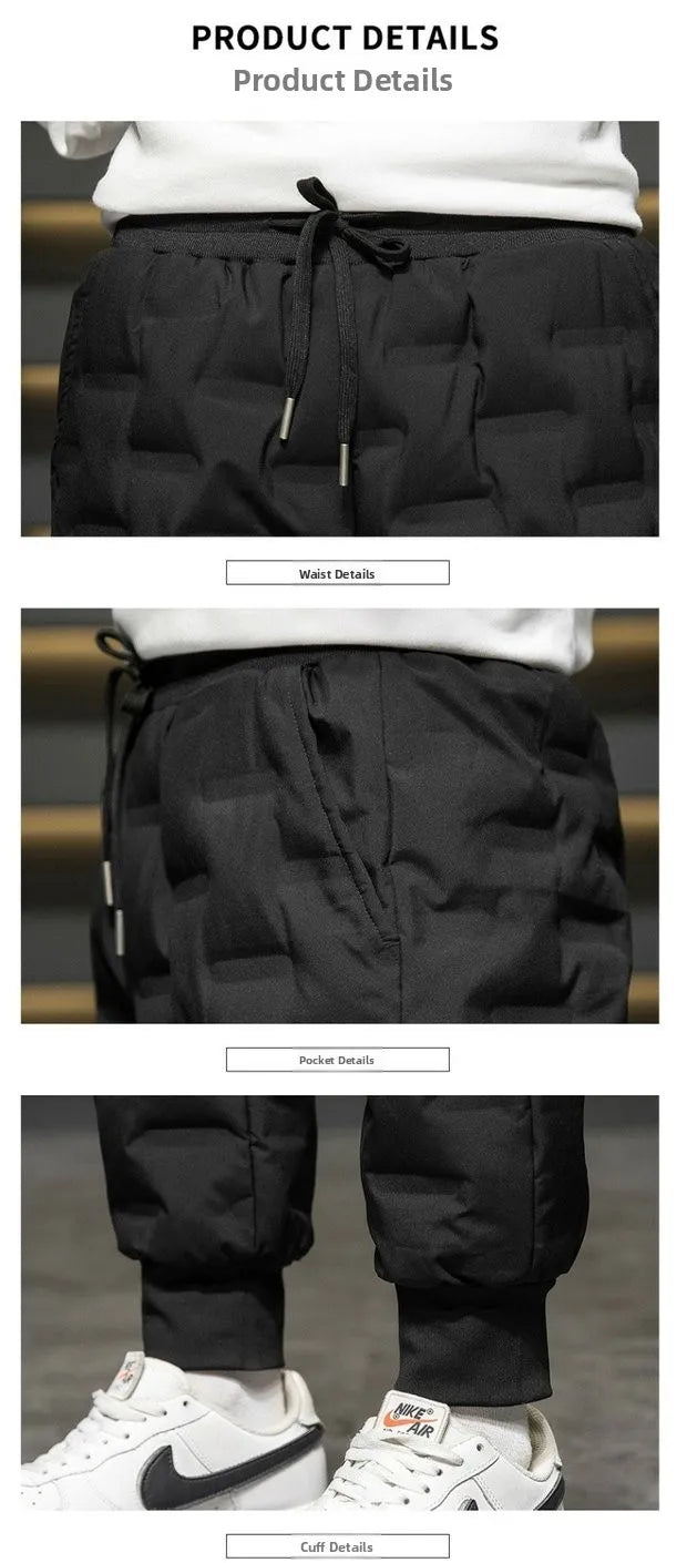 Thickened Lamb Velvet Men's Winter Outdoor Wear Windproof Coldproof Fleece Lined Trousers Large Size Warm Waterproof down Cot...