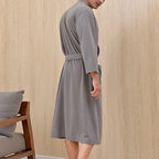 Peignoir Couple Col V – Robe de Chambre Unisexe Manches Longues