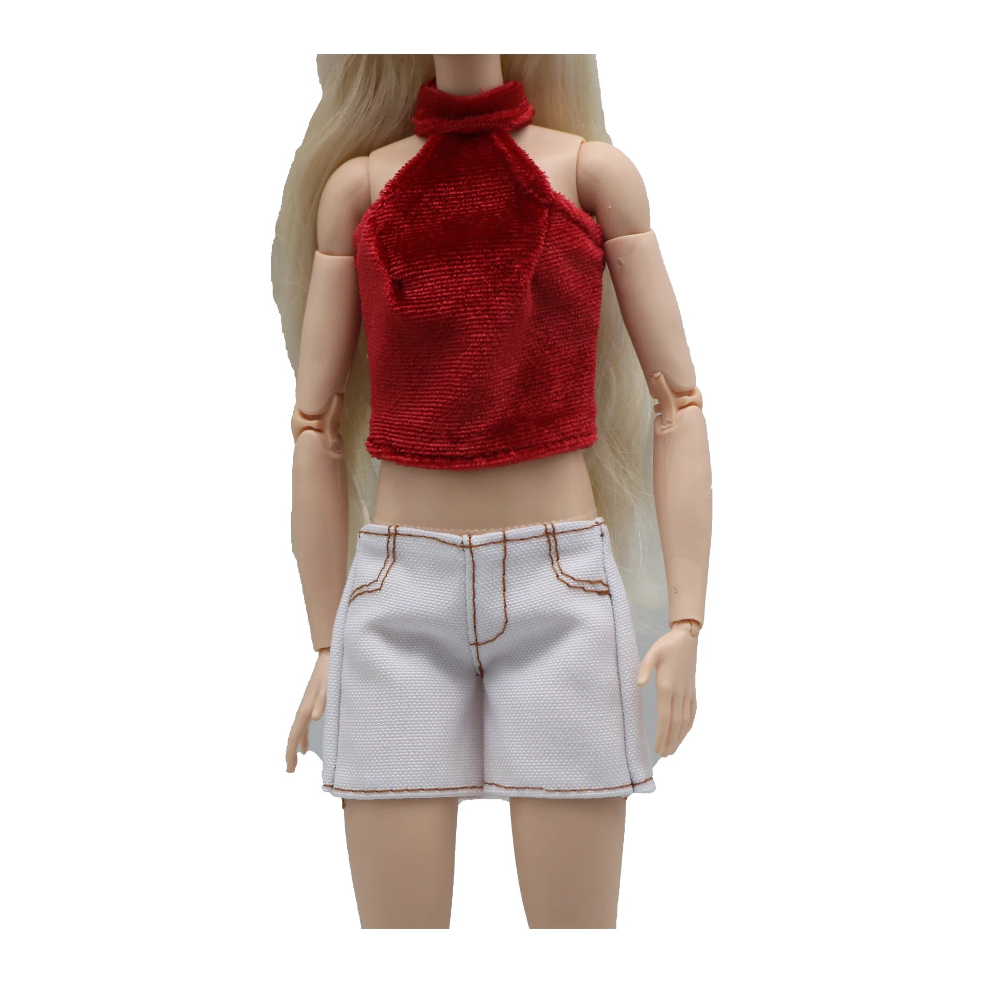 New 30cm 1/6 Doll jeans shorts velvet velvet halterneck vest set Daily Wear Clothes for Barbies doll Accessories