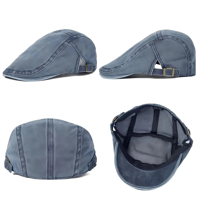 Vintage Washed Denim Beret Hat Retro American Street Forward Cap Painter Newsboy Visor Cap Unisex Beret Dressing Accessories