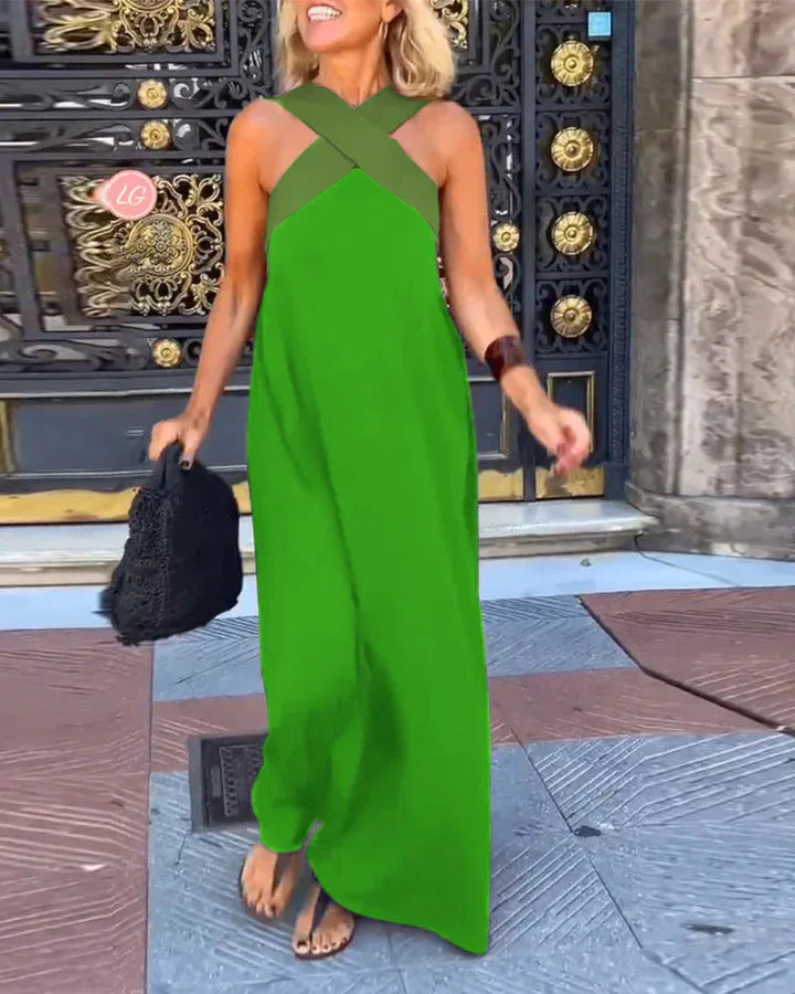 Summer Fashion Dresses For Women Sleeveless Solid Color Square-neck Casual Simple Elegant Suspender Loose Long Dresses 2025 New
