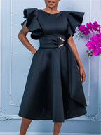 2026 Summer Dresses For Women Ruffle Short Sleeve Maxi Robe Turkey
