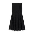 Elegant Solid Lace Ruffles Maxi Skirt Set Women Vintage Single Breasted Flared Sleeve V-neck Slim Blouse Suit Lady Party Outfits