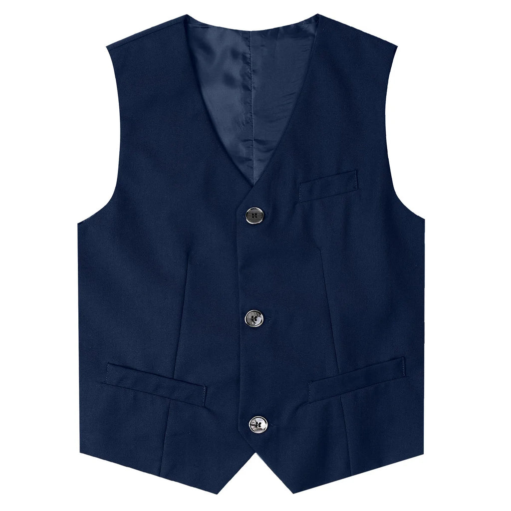 Kids Vest Children Black Boys Waistcoats Toddler Dress Suit Teenager Wedding Formal Piano Performance School Party Navy Clothes