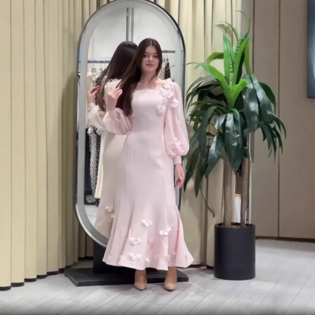 Women Full Dress Abaya Party Dresses Muslim Vestidos Kaftan Flower Lace Up Dubai Abayas Ramadan Jalabiya 2025 Arab Long Robe