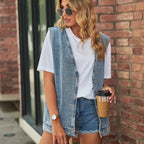 2025 Newest Fashion Denim Vest For Women Sleeveless Casual Loose Long Jeans Jacket Coat Street Hipster Female Clothing S-XXL