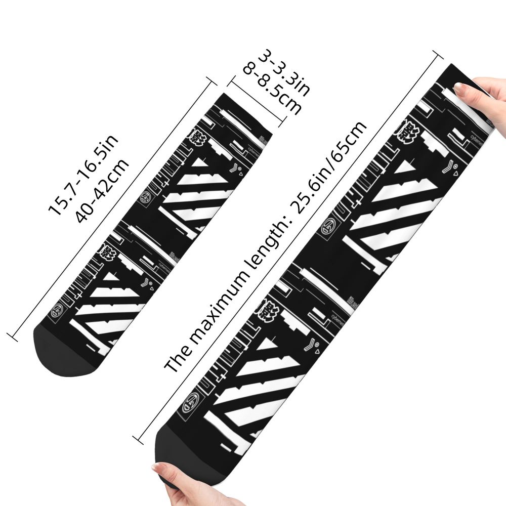 Techwear Men's Crew Socks Unisex Fun Japanese Future Tech Street Wear Style Spring Summer Autumn Winter Dress Socks