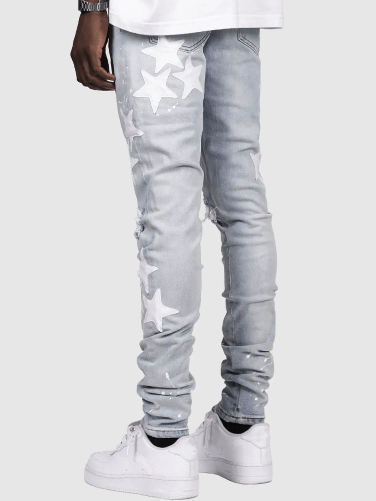 Jean homme slim déchiré – Streetwear délavé bleu, gris ou bleu clair