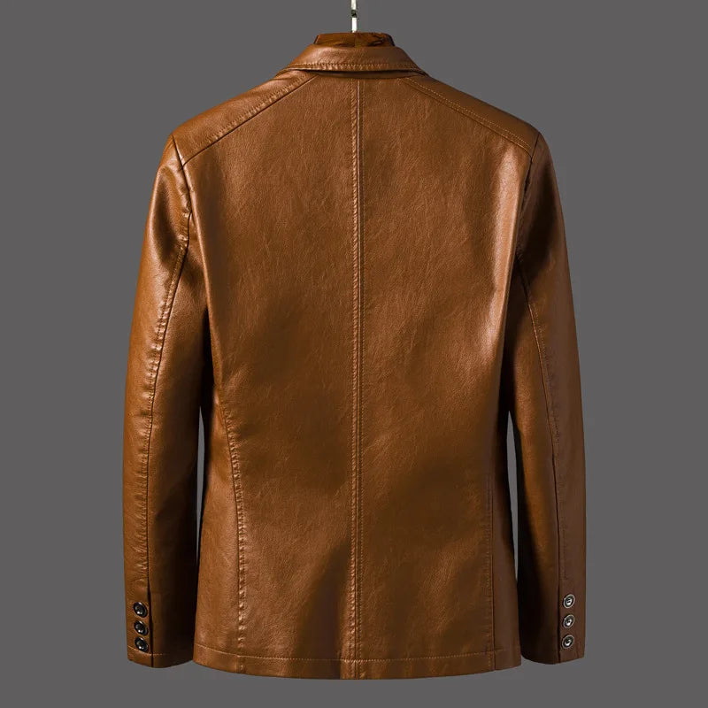 Veste Cuir PU Homme – Casual Chaud Slim Printemps Automne Jusqu’à 5XL