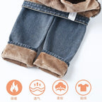 Velvet Thickened New Jeans Female Straight Pants Loose 2023 Winter Korean High-waisted Outside Wearing Warm Harun Pants