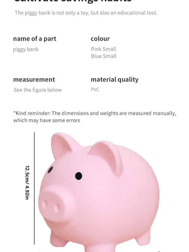 Adorable Piggy Bank Savings Jar Silicone Unbreakable Children's Money Box Boys & Girls Money-Saving Home Decor