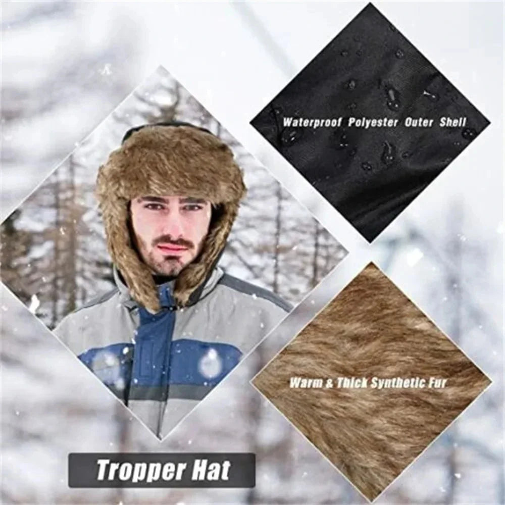 Unisex Warm Men's Women's Trapper Cap Aviator Trooper Earflap Winter Flaps Ski Hat New Er Hats Russian Faux Fur Hats