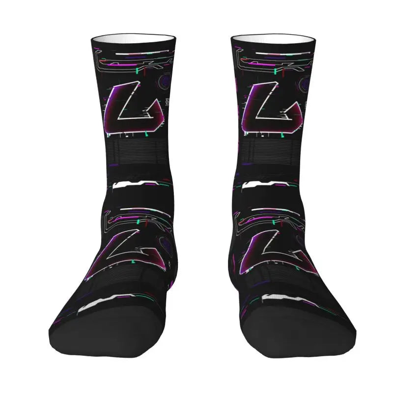 Techwear Men's Crew Socks Unisex Fun Japanese Future Tech Street Wear Style Spring Summer Autumn Winter Dress Socks