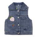 Lovely Baby Girls Denim Vest 2025 New Child Strawberry Clothes Korean Kids Design Sleeveless Jacket Toddler Cute Denim Waistcoat