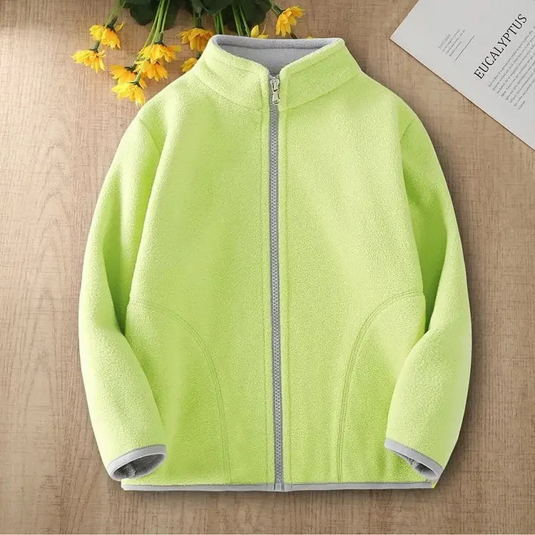 Manteau Polaire Enfant À Capuche – Double Polaire Chaud Zipé 2-14 Ans