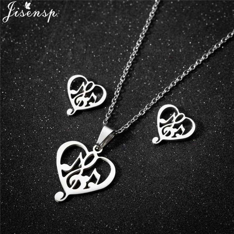Parure Bijoux Femme Minimaliste – Collier + Boucles d’Oreilles Acier Inoxydable